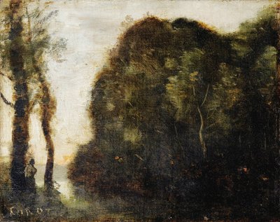 Bäume bei Sonnenuntergang von Jean Baptiste Camille Corot